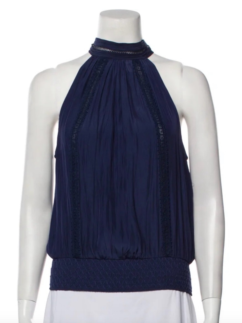 Ramy Brook Blue Mock Neck Sleeveless Top – Size S